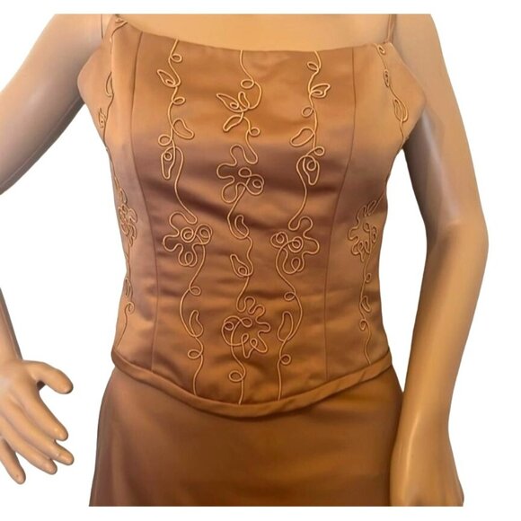 Vintage Jordan Tan Embroidered Corset Top & Skirt Set With Adjustable Straps & L - Picture 15 of 15